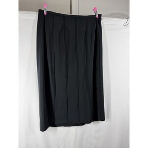 Ann Taylor Black Midi Skirt Size 2 Pleated Panel Career Workwear A-Line Stretch